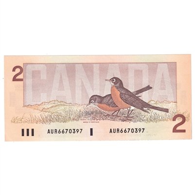 BC-55b 1986 Canada $2 Thiessen-Crow, AUR, AU-UNC