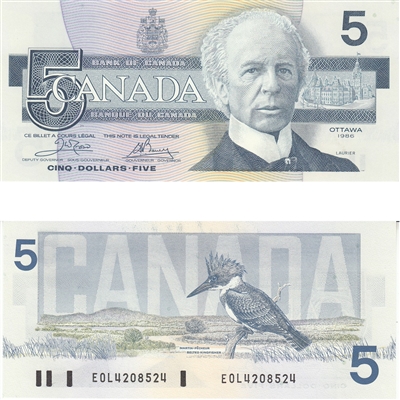 BC-56a-i 1986 Canada $5 Crow-Bouey, EOL, CUNC