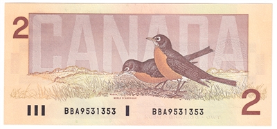 BC-55b 1986 Canada $2 Thiessen-Crow, BBA, CUNC