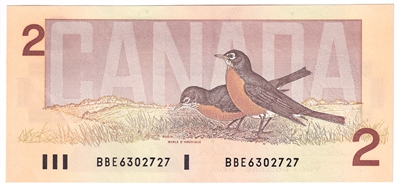 BC-55b 1986 Canada $2 Thiessen-Crow, BBE, AU