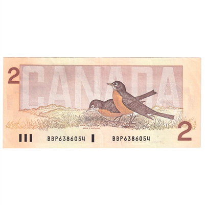 BC-55b 1986 Canada $2 Thiessen-Crow, BBP Small B's, EF