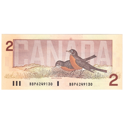 BC-55b 1986 Canada $2 Thiessen-Crow, BBP Small B's, UNC