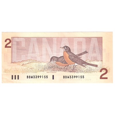 BC-55b 1986 Canada $2 Thiessen-Crow, BBW, AU