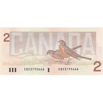 BC-55BA-i 1986 Canada $2 Thiessen-Crow, EBX, AU-UNC