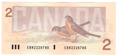 BC-55b-i 1986 Canada $2 Thiessen-Crow, EBN, UNC