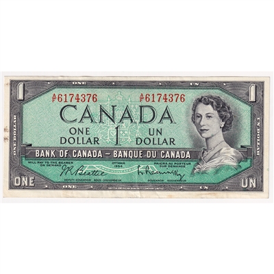 BC-37b-i 1954 Canada $1 Beattie-Rasminsky, A/F, EF-AU