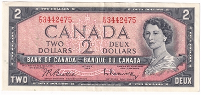 BC-38b 1954 Canada $2 Beattie-Rasminsky, F/U, VF-EF