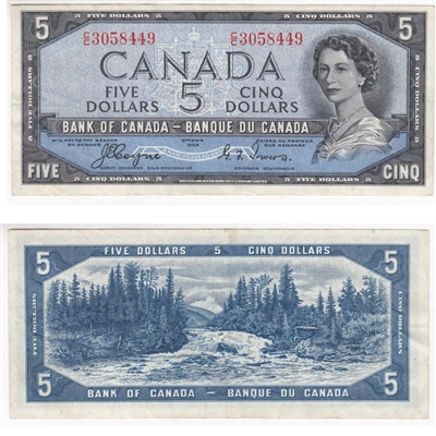 BC-31a 1954 Canada $5 Coyne-Towers, Devil's Face, C/C, VF