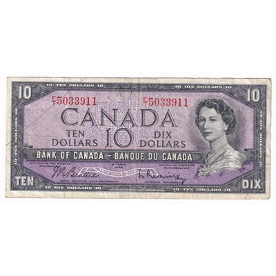 BC-40b 1954 Canada $10 Beattie-Rasminsky, F/T, VF