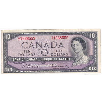 BC-40b 1954 Canada $10 Beattie-Rasminsky, X/T, VF-EF