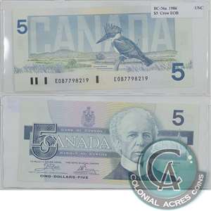 BC-56a 1986 Canada $5 Crow-Bouey, EOB, UNC