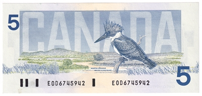 BC-56a 1986 Canada $5 Crow-Bouey, EOD, CUNC