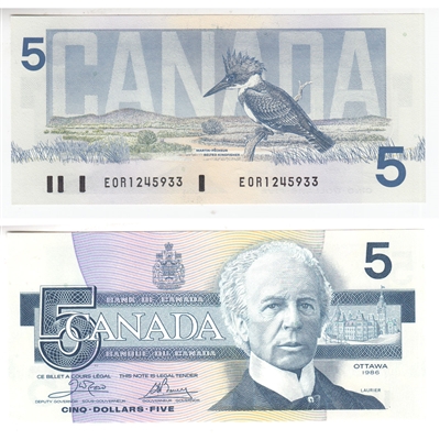 BC-56a-i 1986 Canada $5 Crow-Bouey, EOR, UNC