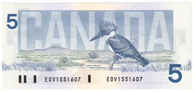 BC-56a-i 1986 Canada $5 Crow-Bouey, EOV, CUNC