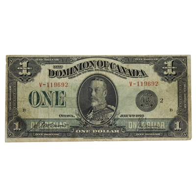 DC-25f 1923 Dominion $1 McCavour-Saunders, Black Seal, Group 2, F