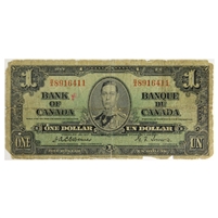 BC-21a 1937 Canada $1 Osborne-Towers, B/A, Circ