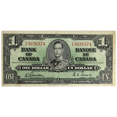 BC-21c 1937 Canada $1 Gordon-Towers, T/A, VF