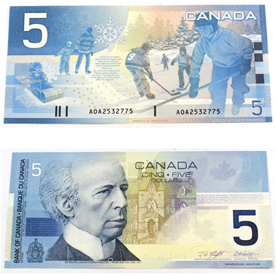 BC-62a 2001 Canada $5 Knight-Dodge, AOA, CUNC