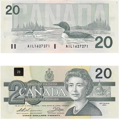BC-58a-ii 1991 Canada $20 Thiessen-Crow, AIL, CUNC