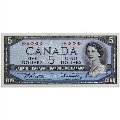 BC-39b 1954 Canada $5 Beattie-Rasminsky, B/S, AU