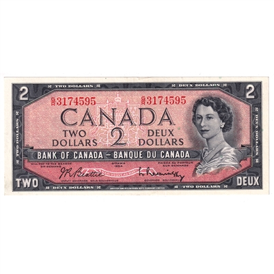 BC-38b 1954 Canada $2 Beattie-Rasminsky, G/R, VF-EF