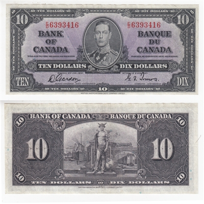 BC-24b 1937 Canada $10 Gordon-Towers, E/D, VF