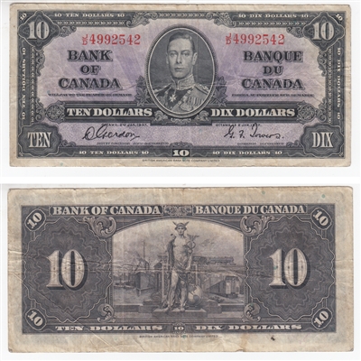 BC-24b 1937 Canada $10 Gordon-Towers, J/D, F-VF