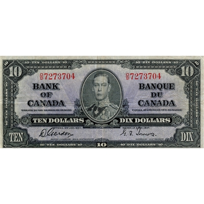 BC-24b 1937 Canada $10 Gordon-Towers, O/D, F