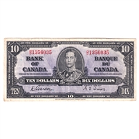 BC-24b 1937 Canada $10 Gordon-Towers, O/D, VF-EF