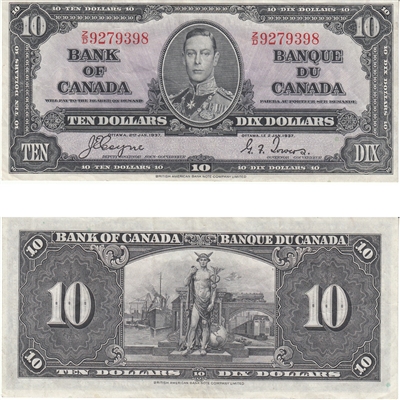 BC-24c 1937 Canada $10 Coyne-Towers, Z/D, VF
