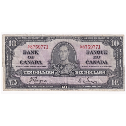 BC-24c 1937 Canada $10 Coyne-Towers, A/T, F-VF