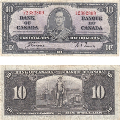 BC-24c 1937 Canada $10 Coyne-Towers, C/T, VF