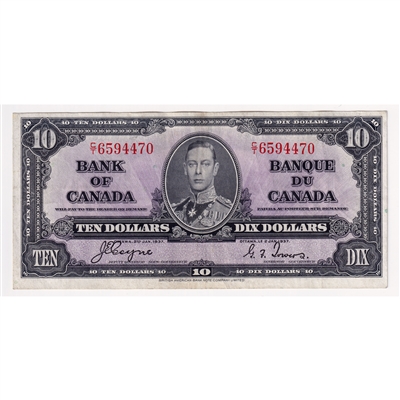 BC-24c 1937 Canada $10 Coyne-Towers, C/T, VF-EF