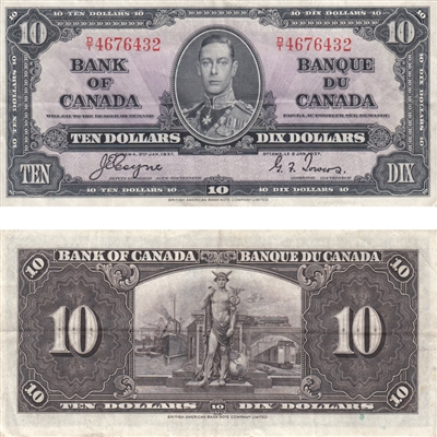 BC-24c 1937 Canada $10 Coyne-Towers, D/T, VF