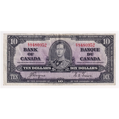 BC-24c 1937 Canada $10 Coyne-Towers, E/T, VF