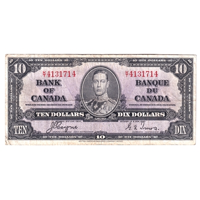 BC-24c 1937 Canada $10 Coyne-Towers, K/T, F