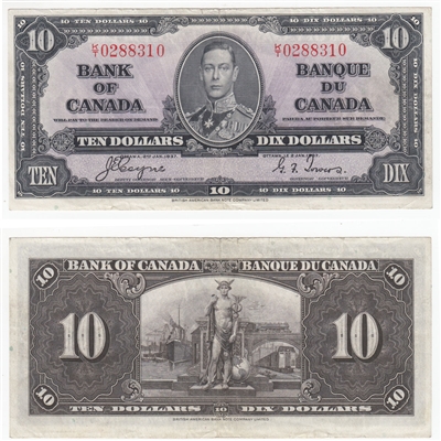 BC-24c 1937 Canada $10 Coyne-Towers, K/T, F-VF