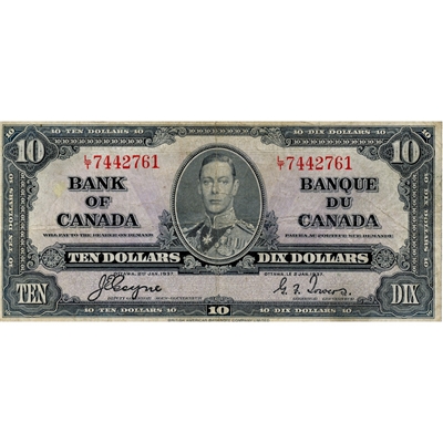 BC-24c 1937 Canada $10 Coyne-Towers, L/T, F