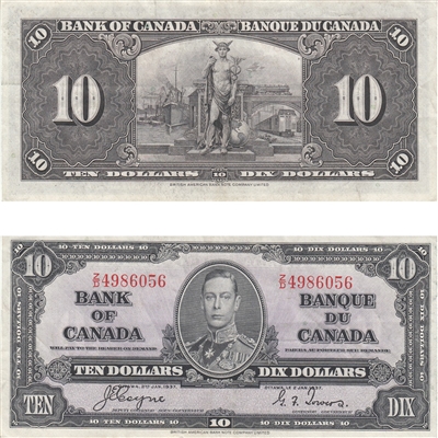 BC-24c 1937 Canada $10 Coyne-Towers, Z/D, EF