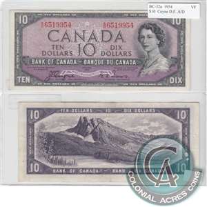 BC-32a 1954 Canada $10 Coyne-Towers, Devil's Face, A/D, VF