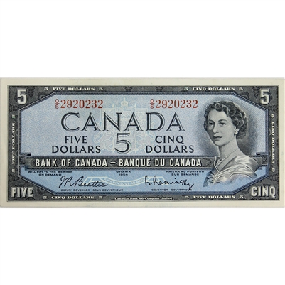 BC-39b 1954 Canada $5 Beattie-Rasminsky, O/S, EF-AU