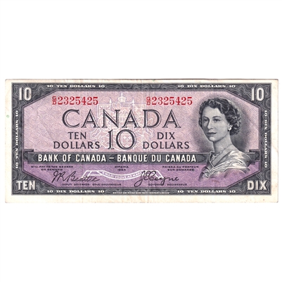 BC-32b 1954 Canada $10 Beattie-Coyne, Devil's Face, G/D, VF