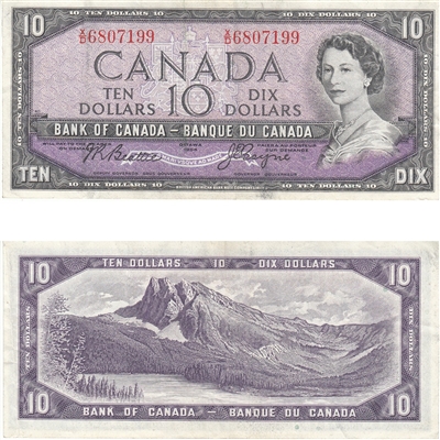 BC-40a 1954 Canada $10 Beattie-Coyne, X/D, VF