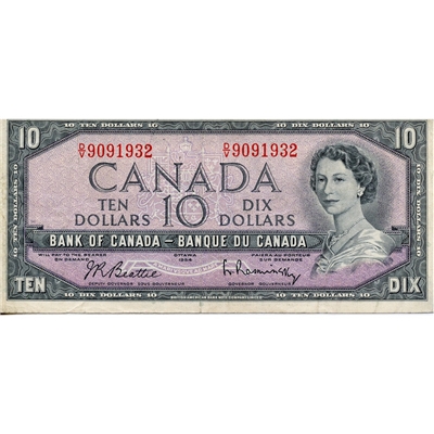 BC-40b 1954 Canada $10 Beattie-Rasminsky, D/V, VF