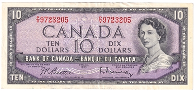 BC-40b 1954 Canada $10 Beattie-Rasminsky, P/V, EF
