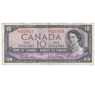BC-40b 1954 Canada $10 Beattie-Rasminsky, R/T, VF