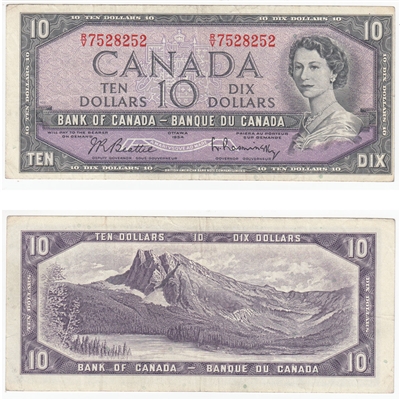 BC-40b 1954 Canada $10 Beattie-Rasminsky, R/V, VF