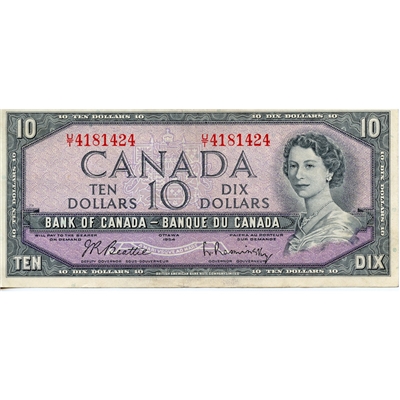 BC-40b 1954 Canada $10 Beattie-Rasminsky, U/T, VF