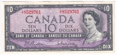 BC-40b 1954 Canada $10 Beattie-Rasminsky, V/T, AU