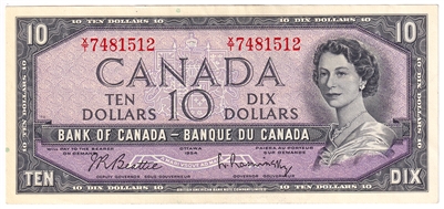 BC-40b 1954 Canada $10 Beattie-Rasminsky, X/T, AU